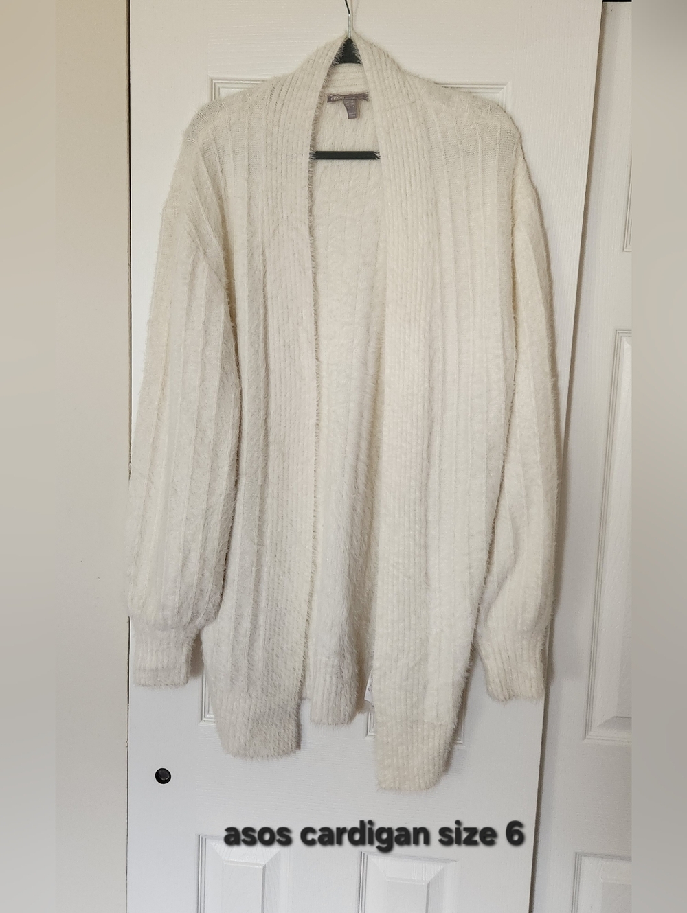 ASOS Creamy Ivory Open-Front Ribbed Cardigan